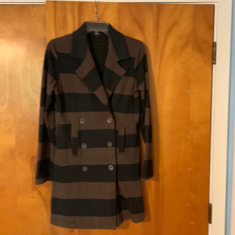 Splendid Anthropologie lightweight coat dbl breasted brown and black M  EUC